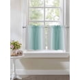 thumbnail image 4 of Teal Grey Ombre 2 Panel Kitchen Curtains for Small Windows, Farmhouse Gradient Minimalist Bathroom Tier Curtain, Short Window Treatment for Bedroom/Living Room 55"x36", 4 of 6