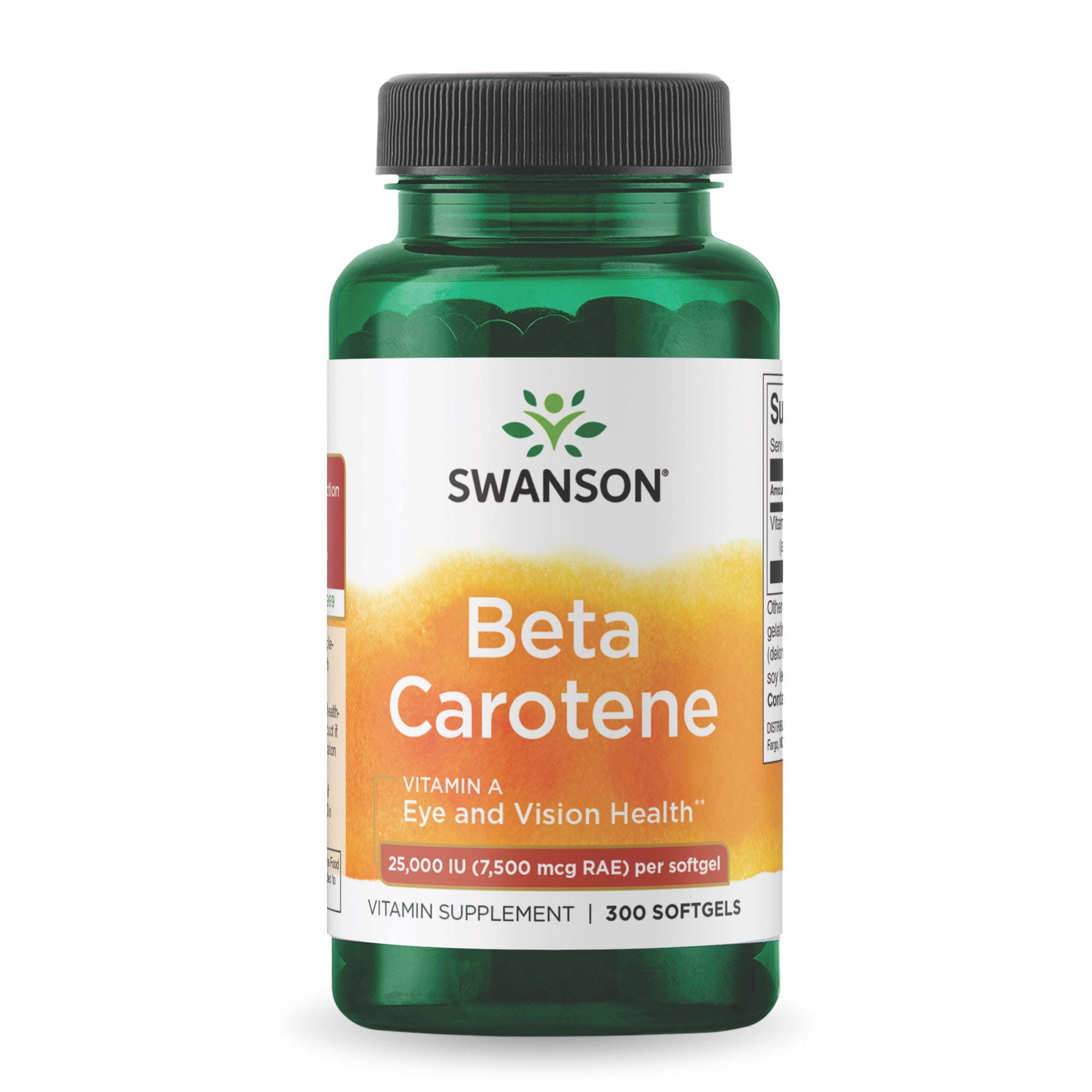 Swanson Beta-Carotene Vitamin A 25000 IU Skin Eye Immune System Health Antioxidant Support 7500 mcg 300 Softgels Count