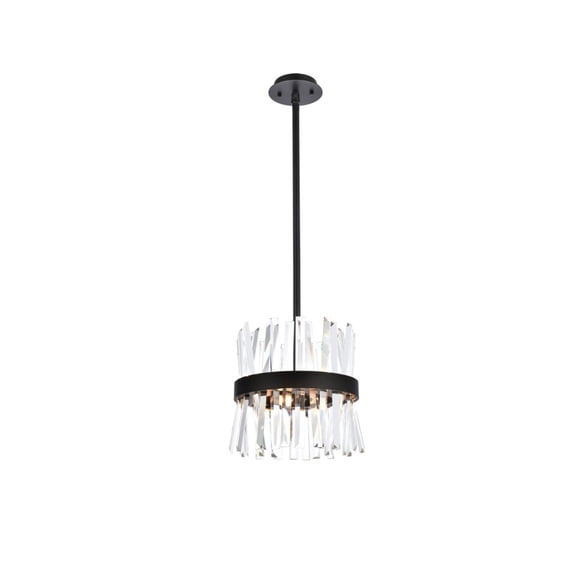 Serephina 12 inch crystal round pendant light in black