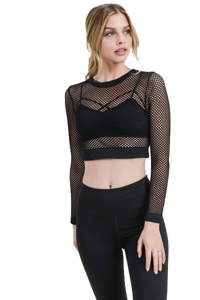 fishnet crop top long sleeve