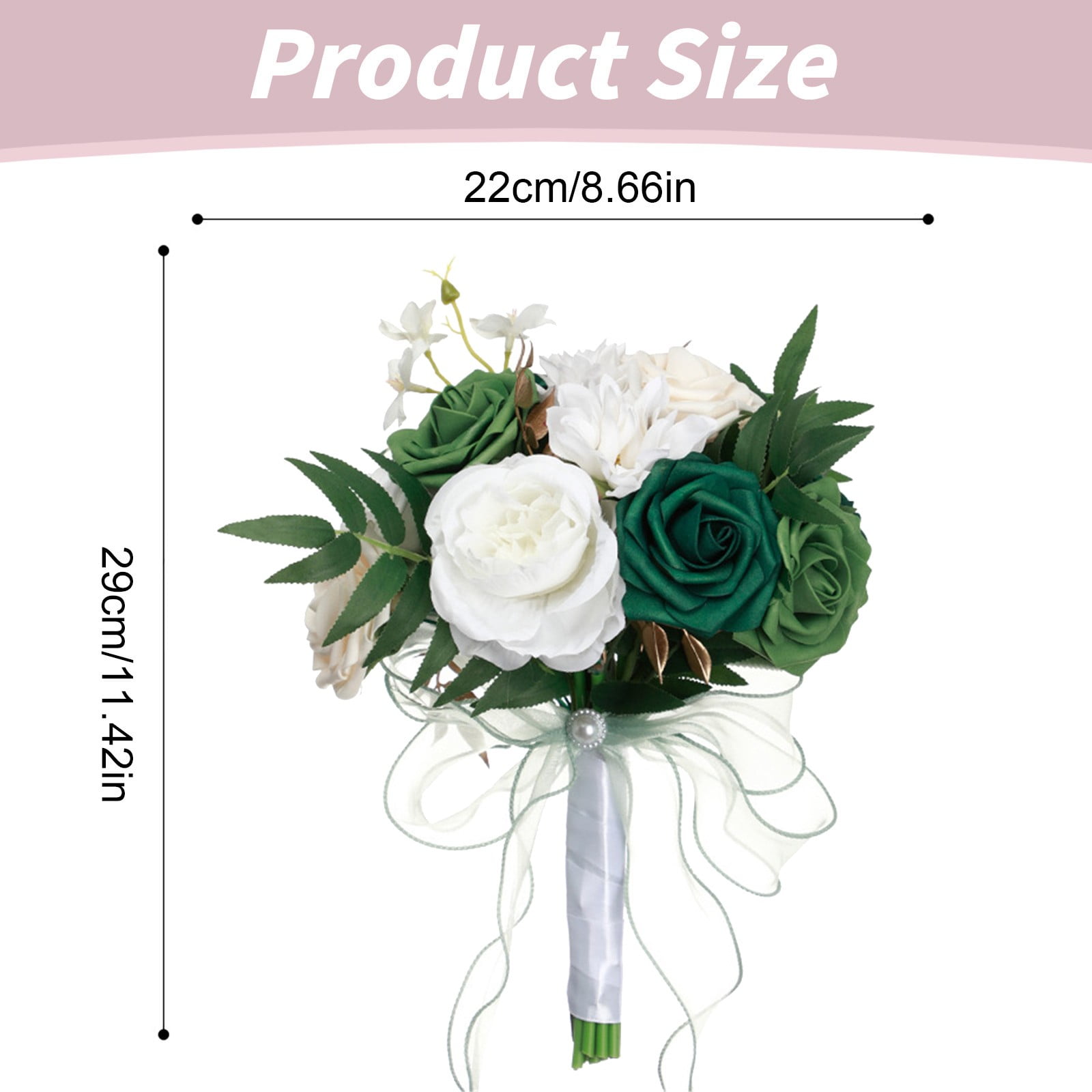 FXMLRLK 1 Pack Dusty Blue Wedding Bouquets for Bride Bridesmaid, White Wedding Artificial Flowers for Wedding Bouquets Ceremony, Anniversary