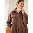 thumbnail image 2 of Ellos Women's Plus Size Wool Blend Long Shirt Jacket Oversized Shacket, 2 of 3