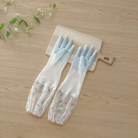 

YOZUMD Housework Gloves 1 Pair Anti-freeze Translucent Excellent Winter Long Elastic Cuffs Fleece Lining Dishwashing Gloves
