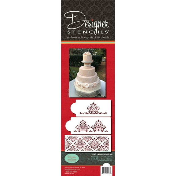 Designer Stencils C591 Elaine's Cake Stencil Set, Beige/semi-transparent