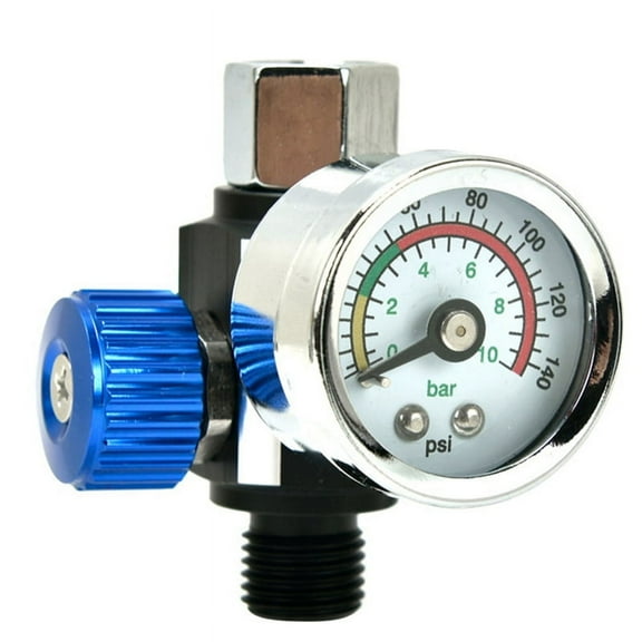 Air Compressor Regulator Valve with Pressure Gauge, for Precise Control in Air/Pneumatic Tool with PF20 Connector Blue