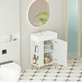 thumbnail image 3 of Topcobe 21.6" Open-Shelving Bathroom Vanity with Ceramic Sink and Door, Cloakroom Open Shelf Storage Cabinet, Bathroom Sink Vanity, Modern Furniture for Bathroom, 3 of 12