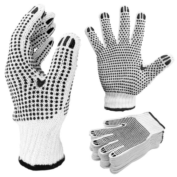 PVC Double Side Dot String Gloves 9.5" for Women. Protective String Knit Gloves 240 Pack