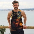 thumbnail image 6 of Gukieu Starry Night Cat Guitarist Print Men's Quick Dry Fitness Vest, Round Neck Sleeveless Fitness Bodybuilding Top-X-Large, 6 of 7