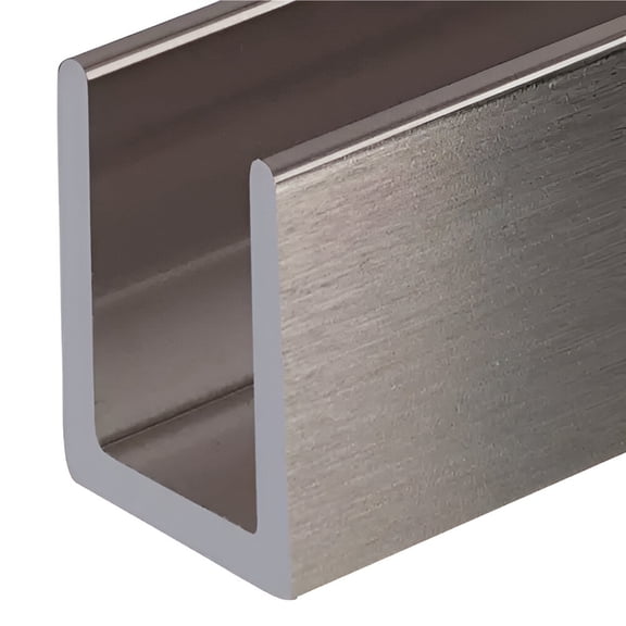 Brixwell SDCD38BN-CCP72-XCP10 Brushed Nickel 3/8" Fixed Panel Shower Door Deep U-Channel - 72" Length - pack of 10