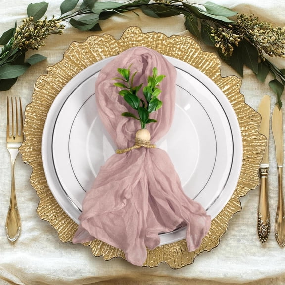 Pink Cloth Napkins Set of 12, Soft Gauze Cloth Napkins, Washable Reusable Decorative Napkin Bulk, Dinner Table Napkin for Wedding, Baby Shower, Party, 20 X 20 Inches