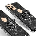 thumbnail image 4 of Apple iPhone 11 Pro Max Case for Girl Women, Glitter Cute Girly Ring Kickstand Diamond Rhinestone Bumper Clear Shock Proof Protective Phone Case iPhone 11 Pro Max 6.5inch - Black, 4 of 5