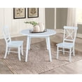 thumbnail image 3 of 42" Round Solid Wood Dual Drop Leaf Table with 2 Chairs in White, 3 of 6