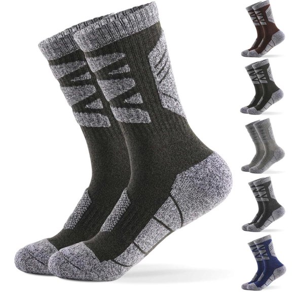 Bxsruta Men's Hiking Socks Cushioned Breathable Moisture Wicking Odor Control Mid Calf Athletic Tube Socks for Outdoor Running Trekking