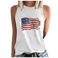thumbnail image 2 of Wycnly Womens 4th of July Tank Tops Independence Day Patriotic Loose Comfy Racerback Shirts Vest Summer Fashion American Flag Print Round Neck Sleeveless Blouse White l, 2 of 5