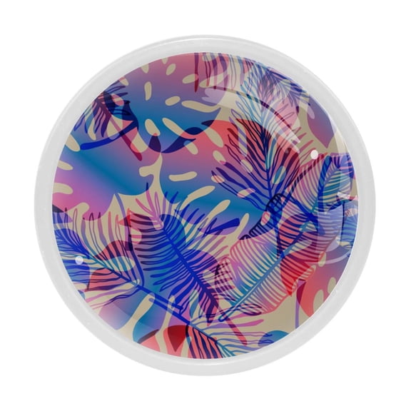 4 Pcs Monstera Banana Leaf Knobs for Kitchen Cabinet Cupboard Dresser Bookcase Drawer Pulls Handles Round Home Decor