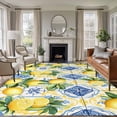thumbnail image 2 of Botanical Lemon Large Area Rugs for Bedroom Living Room, Soft Non Slip Carpet Bedside Rug, Spring Countryside Floral Blue Tile Rectangular Floor Cover Kitchen Accent Rug 5'x7' for Dining Room/Office, 2 of 9
