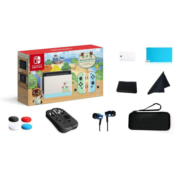 Nintendo Switch Special Version Console Set- Animal Crossing: New Horizons Bundle with 13 in 1 accessories Super Kit (Game Not Included)