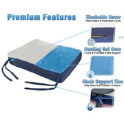 Gel Memory Foam Seat Cushion with Chair Ties - Orthopedic Seat Pad for Office, Car, Truck, and Wheelchair - Cooling Comfort, Portable, Pressure Relief & Superior Support - Washable Cover