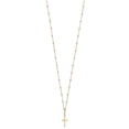 thumbnail image 2 of Primal Gold 14 Karat Tri-Color Diamond-cut Beaded Cross Necklace, 2 of 4