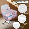 thumbnail image 5 of ZIATUBLES Butterfly Peach Flower Print Polyester Curved Back Dining Chair Covers Stretchable Swivel Vanity Desk Chairs Slipcover with Arms Soft Leisure Armchair Protector for Kitchen Living Room, 5 of 7