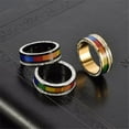 thumbnail image 2 of PAURO Men Women's Stainless Steel LGBT Pride Flag Rainbow Ring with Cubic Zirconia Promise Wedding Band Rotatable Black Size 11, 2 of 5
