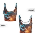 thumbnail image 6 of Rateoe Blue Dragon And White Tiger Print Womens' Sports Bras Scoop Neck Sports Vest- Padded U Back Seamless High Impact Support, 6 of 7