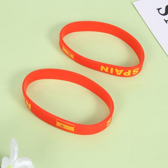LOLIPPYY 5pcs Wristbands Patriotic Red Silicone Bracelet for Football Match 6.5in