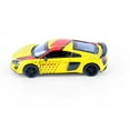 thumbnail image 3 of 2020 Audi R8 Coupe Livery Edition, Yellow w/Red Stripe - Kinsmart 5422DF - 1/36 Scale Diecast Car, 3 of 6