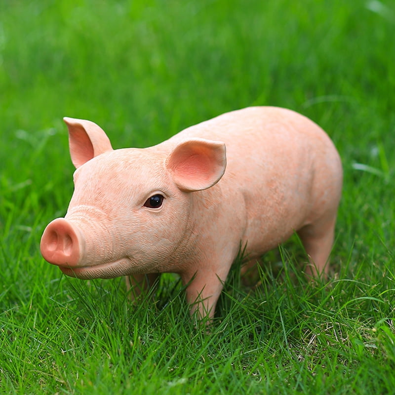 Animal Garden Statue Cute Pig Funny Outdoor Sculpture Resin Lawn Ornaments Décor Indoor Outdoor Figurines for Garden and House (Pig)