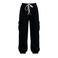 thumbnail image 6 of WIZUTIZ Women's Solid Color High Rise Jogger Pants Elastic Drawstring Waist Side Pockets Tapered Ankle Long Length Casual Sweatpants Soft Stretchy Everyday, 6 of 6