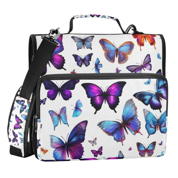 ALAZA Zipper Binder Butterfly 3 Ring Trapper Keeper File Folder Organizer Bag