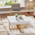 thumbnail image 5 of Tribesigns Square Coffee Table, White & Gold Coffee Table with Gold Base for Living Room Wood White Tea Table Low Coffee Table, 5 of 5
