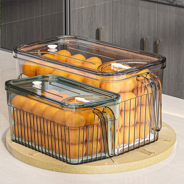 Xihbxyly Organizador de Almacenamiento para Refrigerador, Apilable, con Tapa, Hermético, Transparente para Fácil Acceso, Multiusos para Verduras y Frutas, 3,7 y 5 Litros.