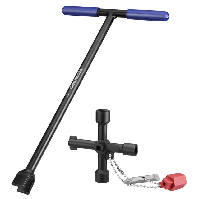 Llave para contador de agua WORKPRO 17 con llave utilitaria de acero de 4 vías