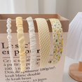 thumbnail image 1 of Banda para el cabello con perlas para primavera y verano que combina con el lavado facial, accesorios para el cabello, mechones de tela con pliegues en la parte superior y craneal alto para mujer,, 1 of 6