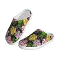 thumbnail image 2 of Daiia Colorful Roses Print Women’s Fuzzy Slippers Memory Foam Lightweight House Shoes Cozy Loafer Flannel House Shoes-35/36, 2 of 7