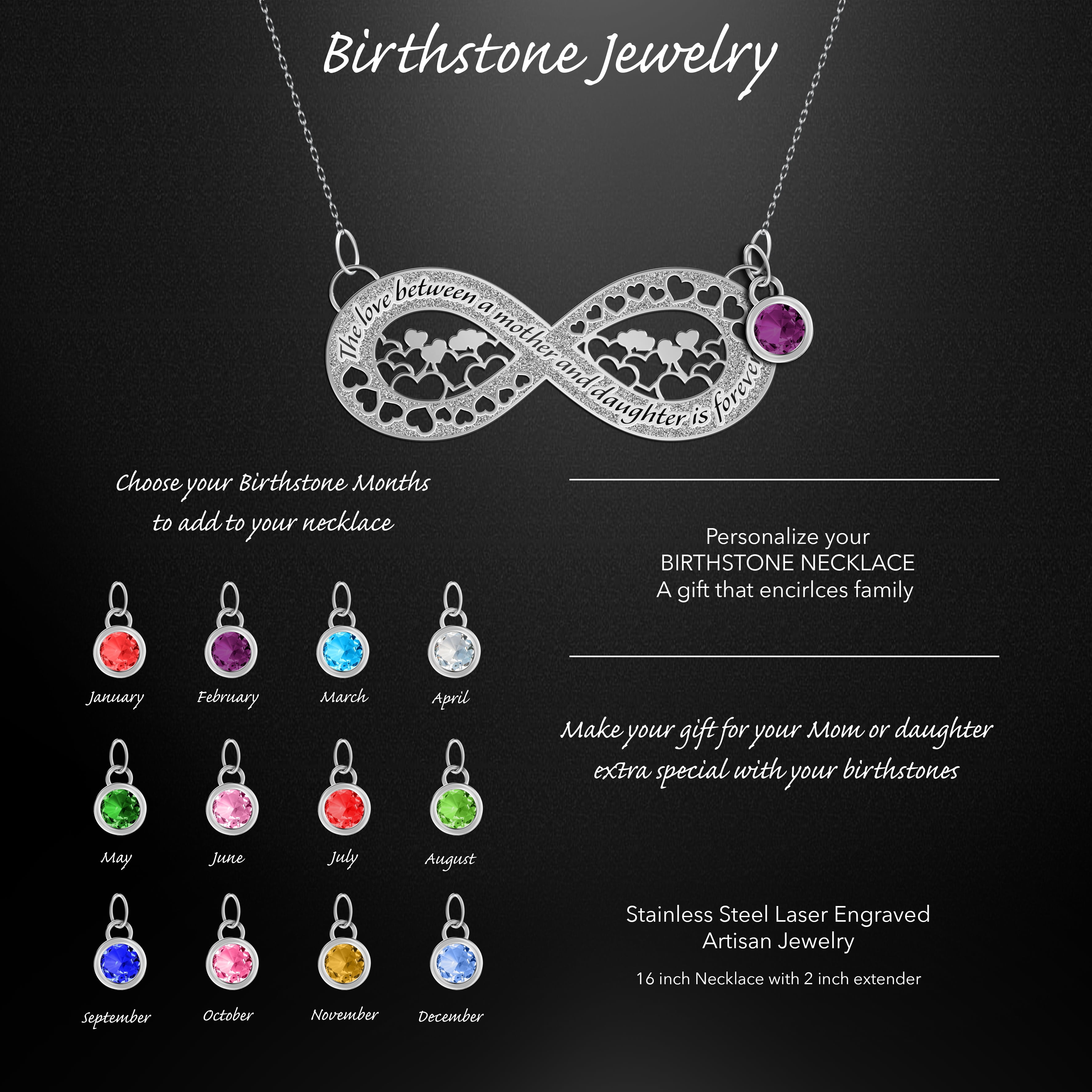 October Birthstone Necklace Glass Gems Personalized Birthstone Locket Jewelry Tourmaline Locket Necklace Jewellery Birthstones Personalised