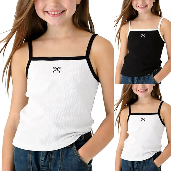 NAISIBABY Girls Cotton Tank Tops Size 10, Sleeveless Soft Comfy Summer Casual Kids Ribbed Cami Undershirt (1-10T)