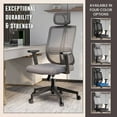 thumbnail image 4 of LeisureMod Modern Office Chair in Upholstered Cotton Fabric Foam Filled Seat with Mesh Back and Headrest Adjustable Height 360 Degree Swivel and Tilt Nift Series in Grey, 4 of 9