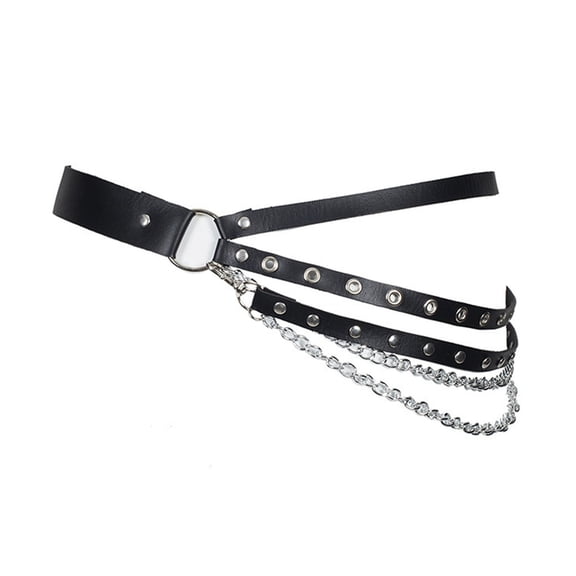 Women Party Belt Hip Hop Gothic Chain Rivet Multi Straps Decorative Faux Leather Punk Pants Matching Women Waist Strap Clothes Accessory