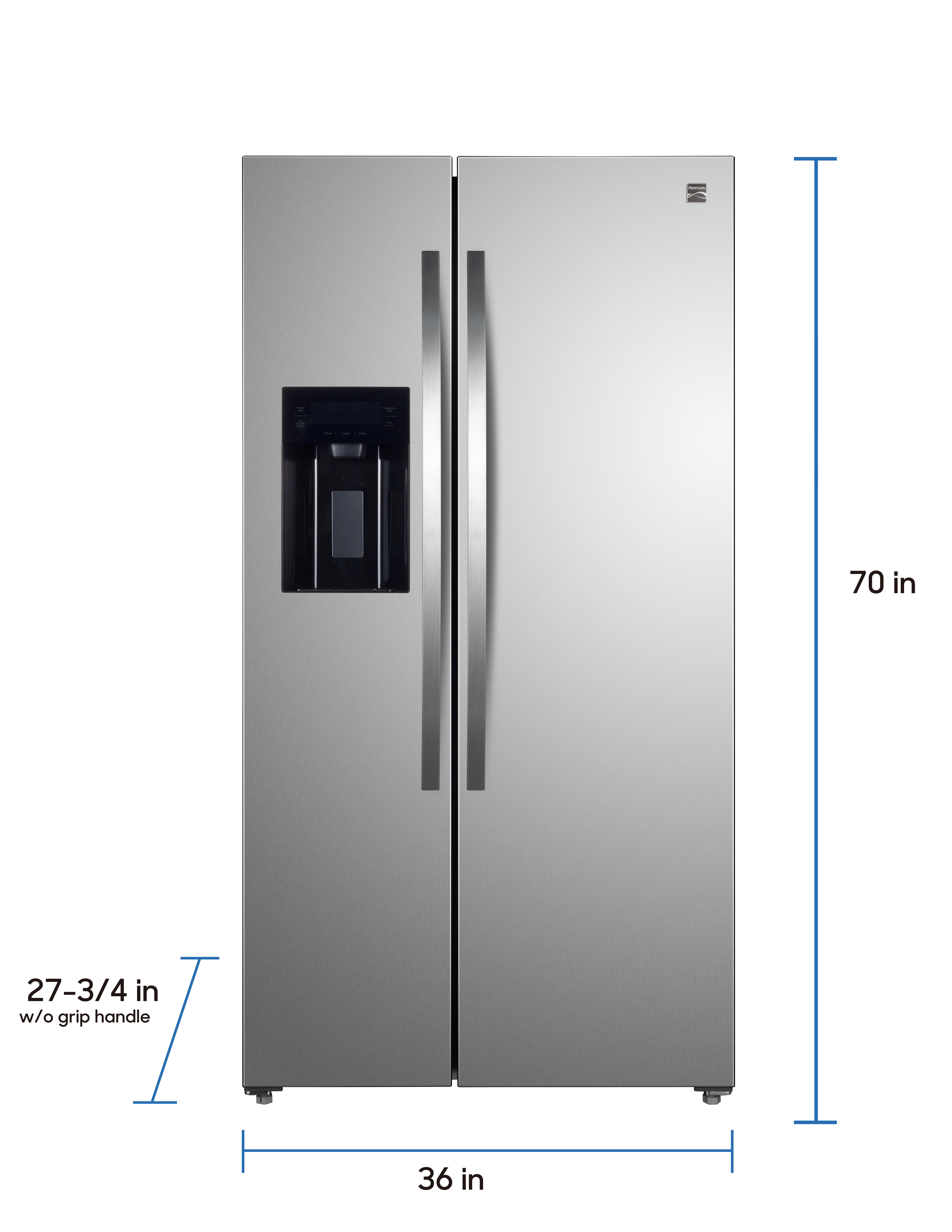Kenmore 36" 20 Cu. ft. Capacity Side-by-Side Refrigerator and Freezer with Ice Maker, Stainless Steel