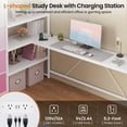 thumbnail image 3 of Loft Bed Twin with 8 Storage Drawers and Desk, Metal Loft Twin Beds with LED Lights & Charging Station & Storage Shelves & Staircase for Teens/Adults, Multifunctional Loft Bed Frame, White&Pink, 3 of 9
