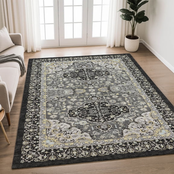 Addison Rugs Chantille Indoor/Outdoor Traditional Global Black Machine Washable Rectangle Rug, 10' x 14'