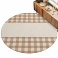 thumbnail image 2 of Small Round Rug 3Ft, Retro Brown Non-Slip Washable Circle Rugs Carpet, Farmhouse Buffalo Plaid Vintage Beige Indoor Outdoor Rug Floor Mats Throw Runner for Bedroom Living Room Bathroom, 2 of 8