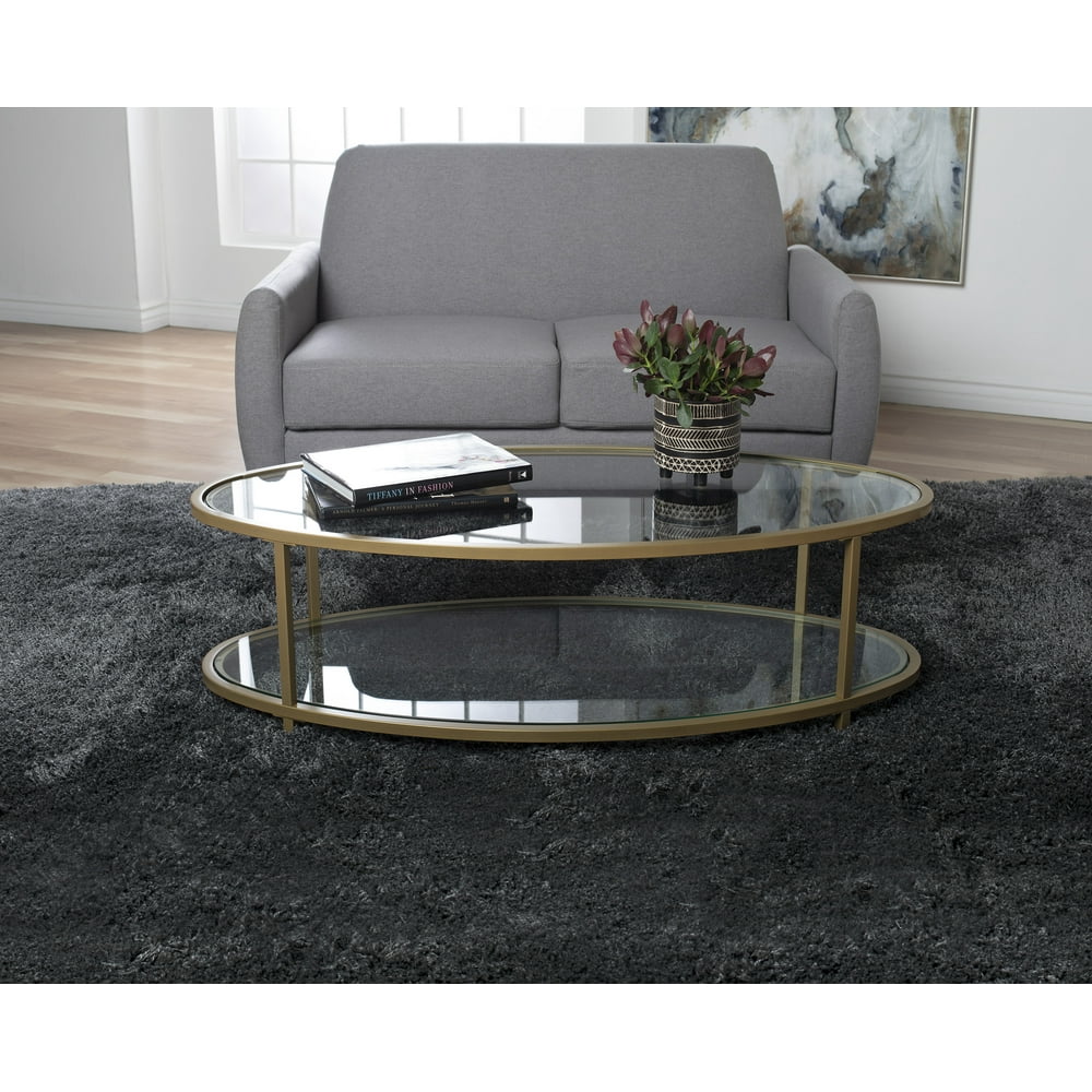 Studio Designs Home Camber 2Tier Modern 48" Oval Coffee Table in Gold