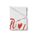 thumbnail image 2 of Wedding Soft Flannel Fleece Blanket, Just Married Hand Writing in Red and Rose with Wedding Rings Celebration, Cozy Plush for Indoor and Outdoor Use, 60" x 80", Fern Green White Red, by Ambesonne, 2 of 5