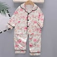 thumbnail image 2 of Jamsmile Toddler Girls Sets Soft Silk Satin Long Sleeve Floral Print Tops With Pants Loungewear 2 Piece Kids Girls Homewear, 2 of 4