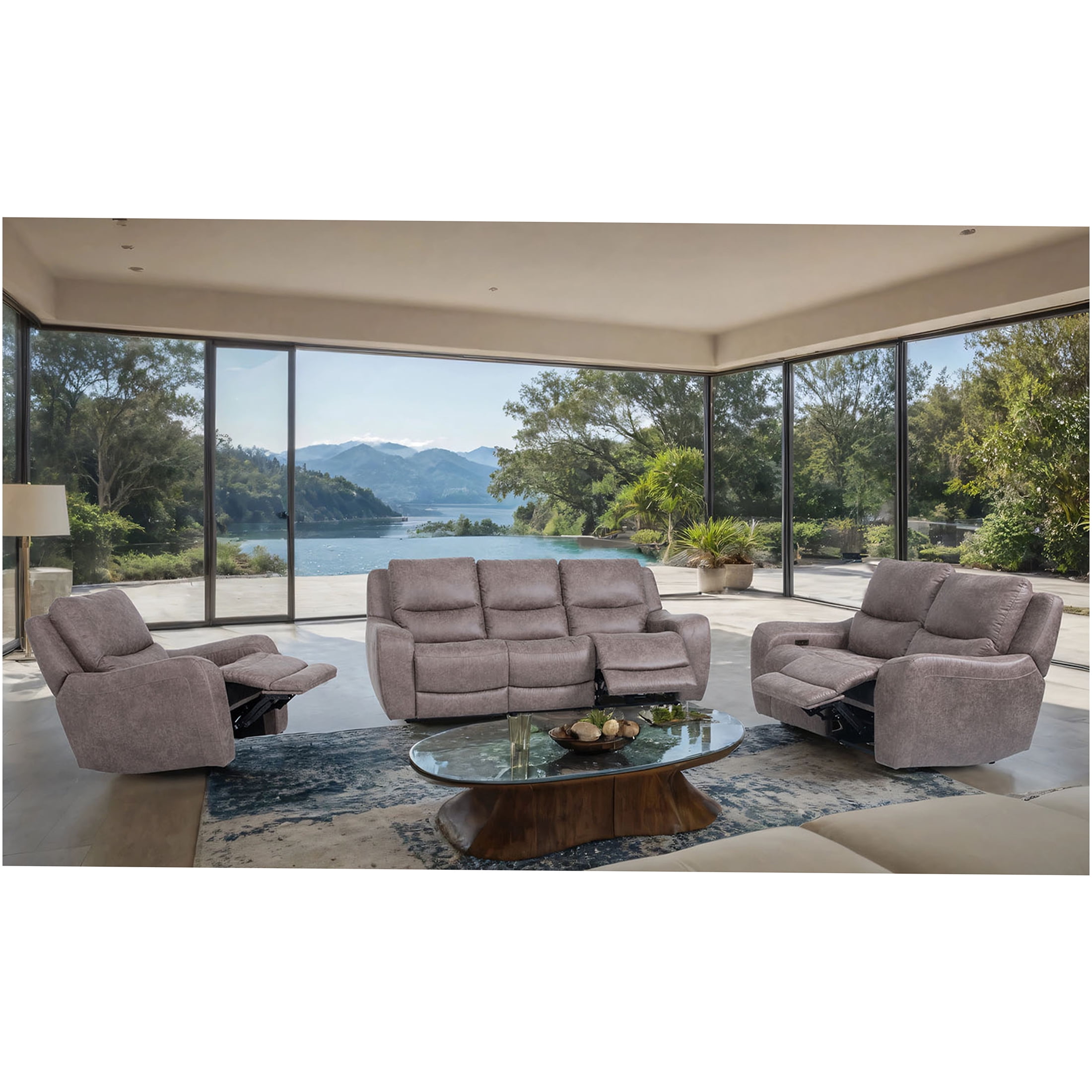 JERFIT Contemporary Power Recliner Chair with Soft Track Arms, Oversized Seat, and Push Button Control for Living Room, Brown