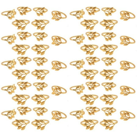 

60Pcs/Lot Hotel Napkin Ring Napkin Holder Fall Leaves Napkin Buckle Christmas Wedding Party Gold Napkin Circle