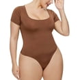 thumbnail image 2 of Women's Bodysuits Ribbed One Piece Square Neck Short Sleeve Bodysuits, 2 of 3